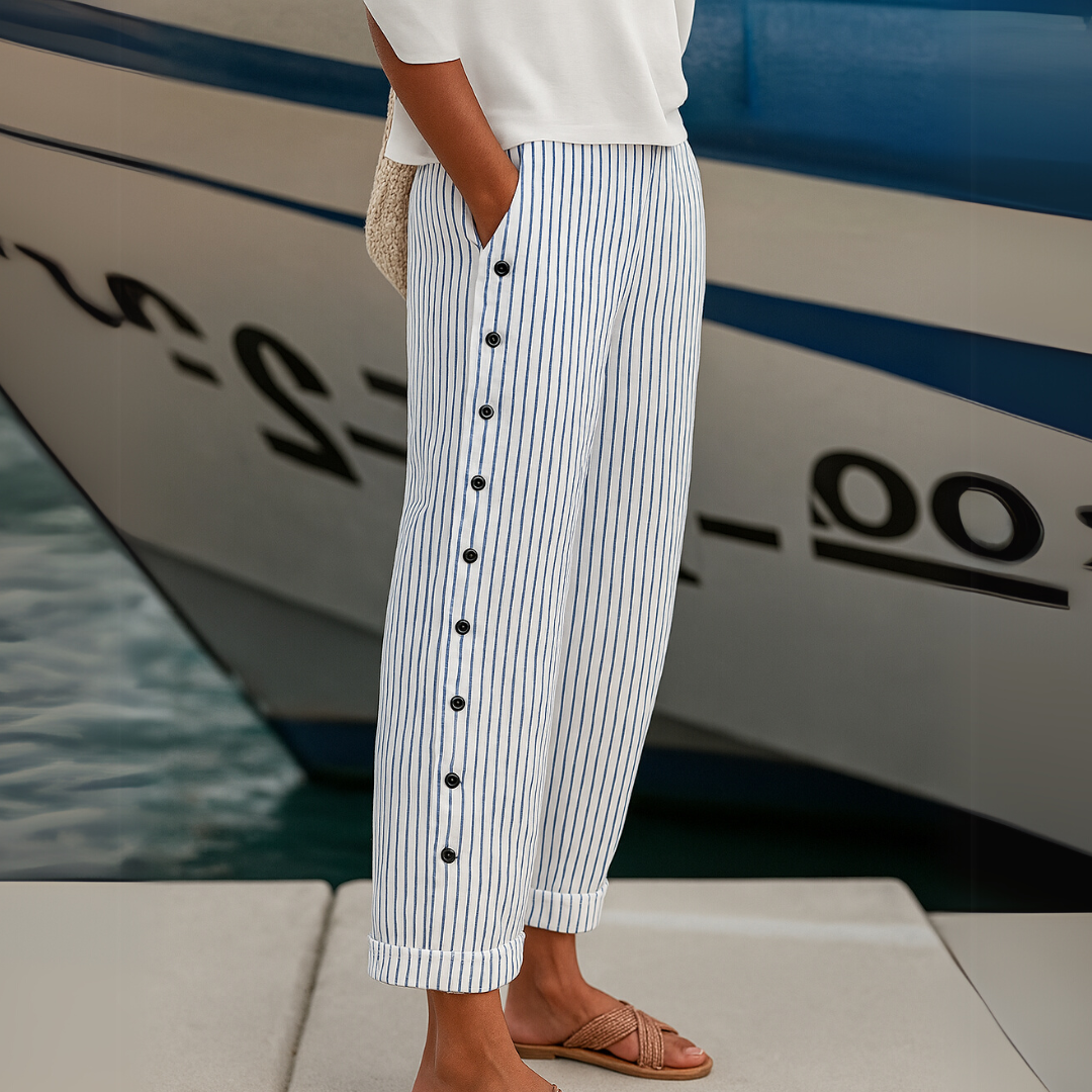 Cristina · Pantaloni a righe con bottoni