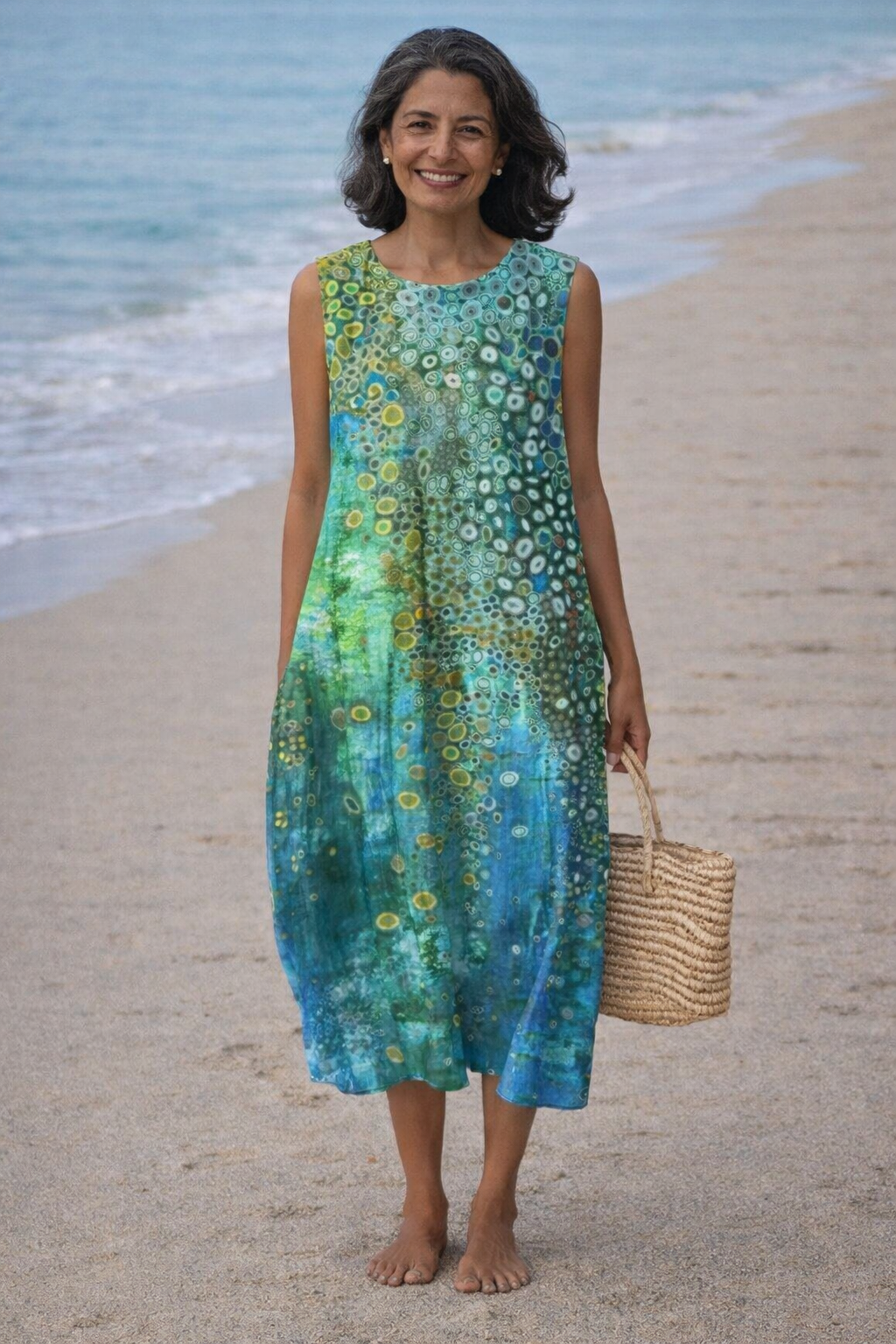 Ginevra · Abito midi stampa corallo