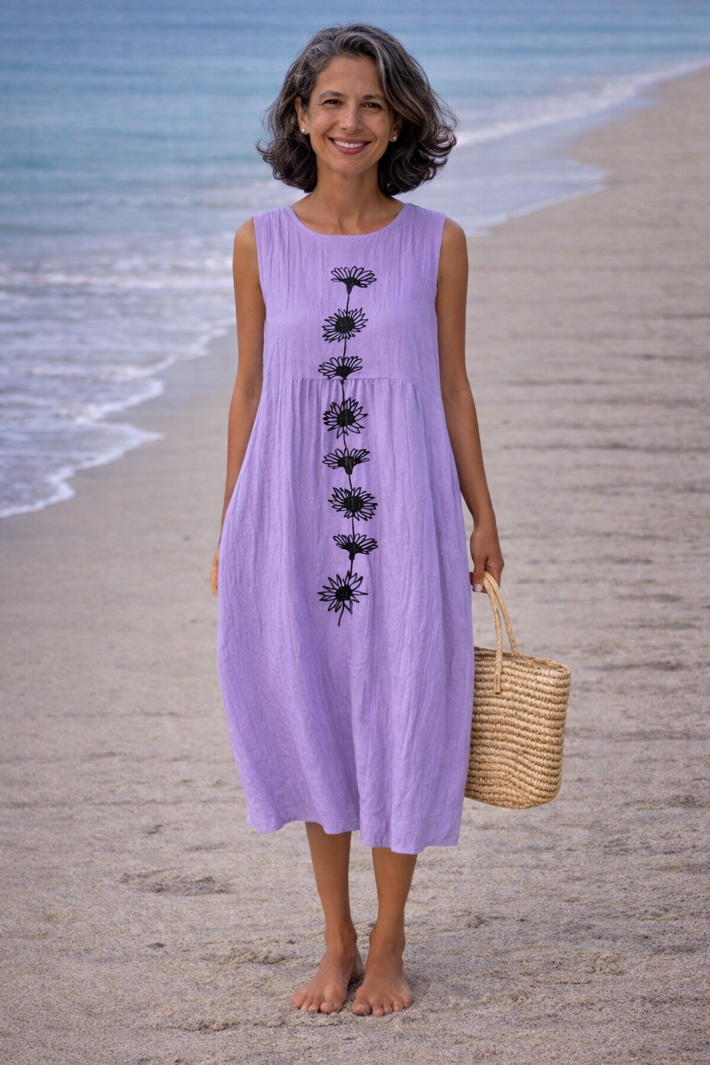 Emma · Abito midi a fiori viola