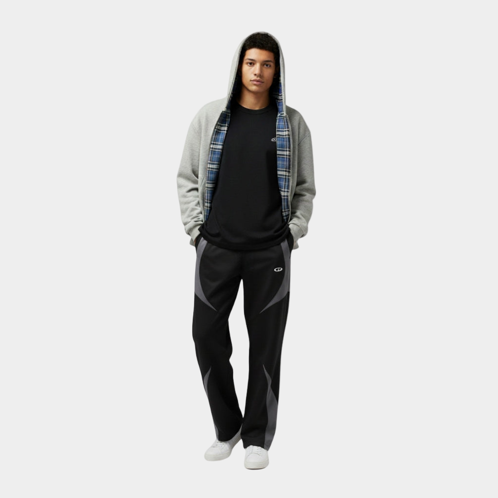 Checkered Inside Out Zipper - Black