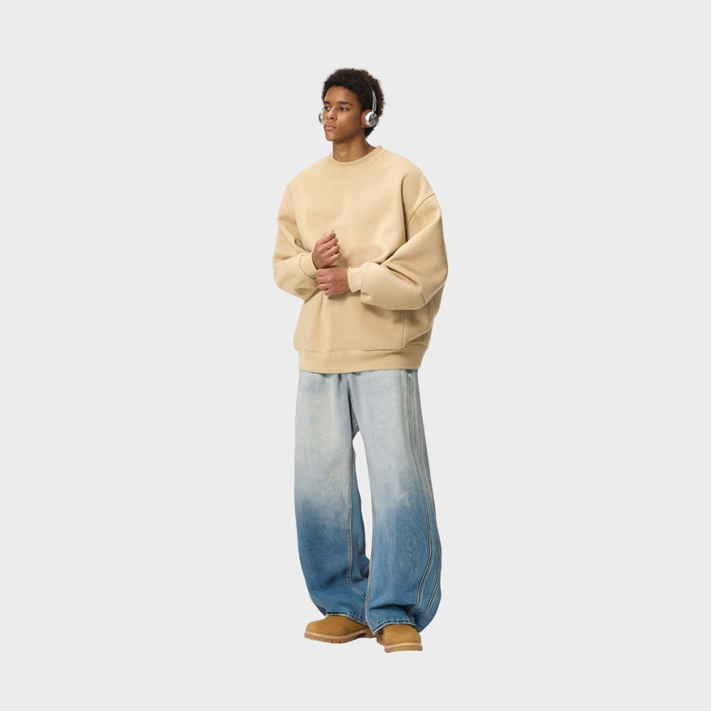 White Washed Baggy Jeans - Grey / Blue