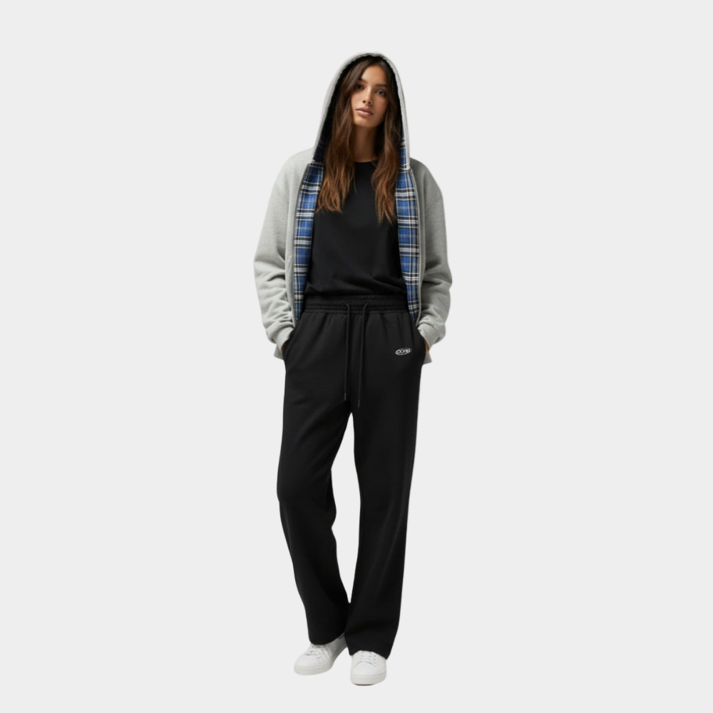 Checkered Inside Out Zipper - Black
