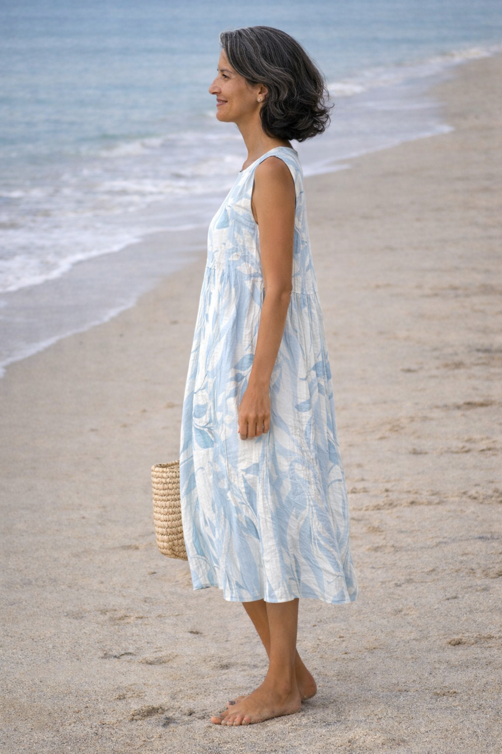 Allegra · Abito midi stampa foglie