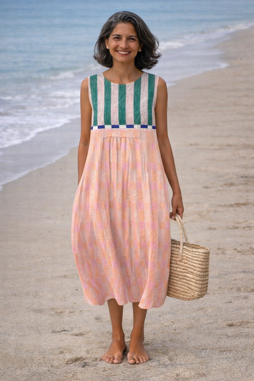 Lilia · Abito midi a righe pastello