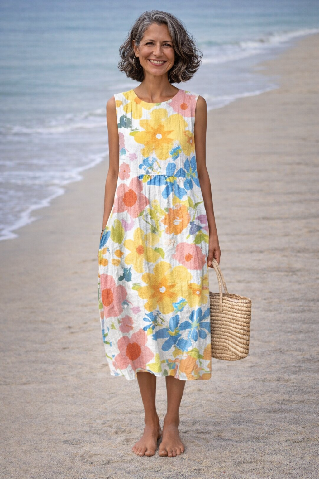 Ella · Abito midi a fiori pastello